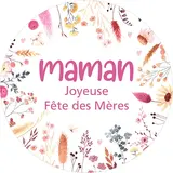 Étiquettes Fête des mères, étiquettes cadeaux Joyeuses Fête des Mères florales ø 65 mm