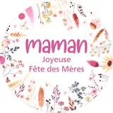 Étiquettes Fête des mères, étiquettes cadeaux Joyeuses Fête des Mères florales ø 65 mm