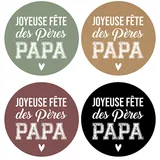 Étiquettes Fête des Pères, étiquettes cadeaux Fête des Pères ø 35 mm, assortiment vert / marron / beige / noir