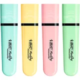 Surligneur BIC Highlighter Flat Pastel Fluo pointe biseautée – Pack de 4 couleurs