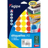 Gommettes rondes adhésives Ø 24mm - 5 couleurs assorties - Paquet de 280