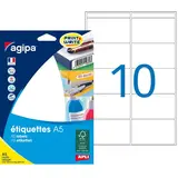 Étiquettes adhésives blanches multi-usages Apli Agipa 38,5x65mm - Paquet de 160