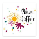 Étiquettes cadeaux adhésives carrées Plaisir d’offrir blanc/multicolore 35 x 35 mm – Paquet de 500