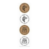Étiquettes cadeaux adhésives rondes combi Bonne dégustation brun/noir/blanc ø35 mm – Paquet de 500