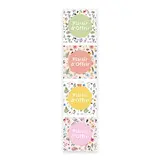 Étiquettes cadeaux adhésives carrées combi Plaisir d’offrir fleuri pastel blanc/multicolore 35 x 35 mm – Paquet de 500