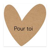 Étiquettes cadeaux adhésives forme cœur Pour toi brun/noir 65 x 65 mm – Paquet de 200 - Étiquettes cadeaux adhésives
