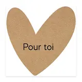 Étiquette cadeau adhésive forme cœur Pour toi brun/noir 65 x 65 mm – Paquet de 200