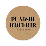 Étiquettes cadeaux adhésives rondes Plaisir d’offrir brun/noir ø65 mm – Paquet de 200
