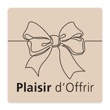 Étiquettes cadeaux adhésives carrées Plaisir d’Offrir nœud beige/noir 35 x 35 mm – Paquet de 500