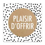 Étiquettes cadeaux adhésives carrées Plaisir d’Offrir brun/noir/blanc 35 x 35 mm – Paquet de 500