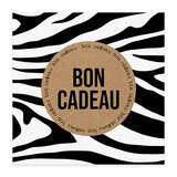 Bon cadeau zébré noir/blanc/brun 12x12cm + enveloppe adh. - Bons cadeaux
