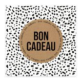 Bon cadeau pois noir/blanc/brun 12x12cm + enveloppe adh. - Bons cadeaux