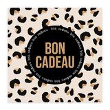 Bon cadeau graphique léopard noir & camel 12x12cm avec enveloppe – paquet de 12