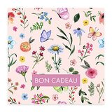 Bon cadeau fleurs et papillons aquarelle 12x12cm avec enveloppe – paquet de 12
