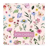 Bon cadeau fleurs et papillons aquarelle 12x12cm avec enveloppe – paquet de 12