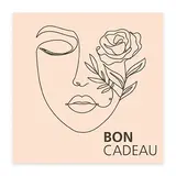 Bon cadeau visage line art & rose 12x12cm avec enveloppe – paquet de 12