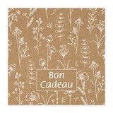 Bon cadeau fleuri brun/blanc 12x12cm + enveloppe adh. - Bons cadeaux