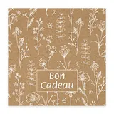 Bon cadeau kraft fleurs champêtres 12x12cm avec enveloppe – paquet de 12