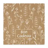 Bon cadeau kraft fleurs champêtres 12x12cm avec enveloppe – paquet de 12