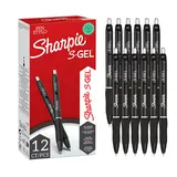 Stylo gel noir Sharpie S-Gel pointe moyenne 0,7 mm retractable - Pack de 12
