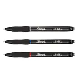 Stylos gel Noir/Bleu/Rouge Sharpie S-Gel Rétractables pointe 0.7mm - Lot de 3