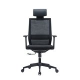 Fauteuil de bureau ergonomique noir NEW YORK - synchrone 3 positions – translation d’assise, appui-tête réglable, accoudoirs 3D - base métal chromé