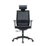 Fauteuil de bureau ergonomique noir NEW YORK - synchrone 3 positions – translation d’assise, appui-tête réglable, accoudoirs 3D - base métal chromé