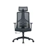 Fauteuil de bureau ergonomique noir BERLIN 3 positions - support lombaire réglable façon colonne vertébrale, têtière réglable, accoudoirs 3D, mousse haute densité