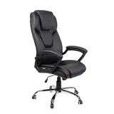 Fauteuil de bureau CHICAGO basculant centré, haut dossier, appui-tête, base métal chromé