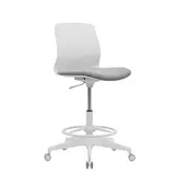 Siège assis-debout design Oslo blanc, polyuréthane, assise tissu, repose-pieds réglable, 135kg