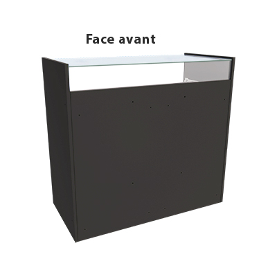 Comptoir vitrine noir 3 tablettes + 1 séparation 109,5 x 53 x H 102,5 cm