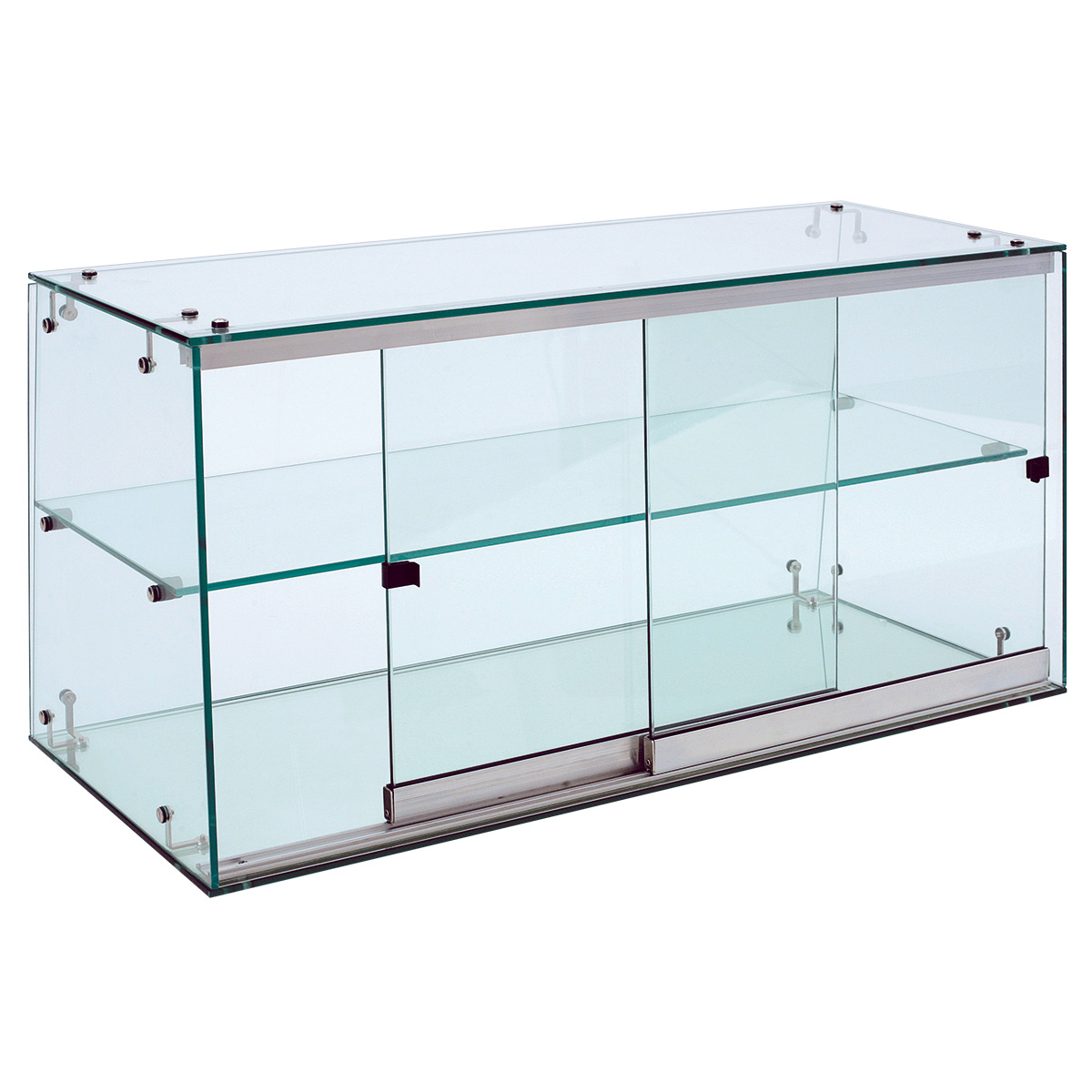 Vitrine de comptoir verre trempé pans coupés 80 x 35 x 40 cm