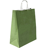Sacs kraft vert tilleul à poignées torsadées 36+13x44,5cm 90g/m² (x50)