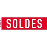 Affiche Soldes horizontale rouge / blanc 154 x 40 cm - Affiche Soldes magasin