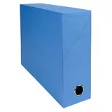 Boîte de transfert A4 Dos 90 mm carton toilé couvercle abattant et oeillet Exacompta - Bleu clair