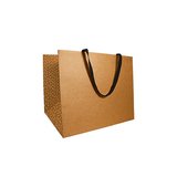 Sac luxe kraft brun / noir à poignées papier – L 25 x P 13 x H 33 cm – Paquet de 10