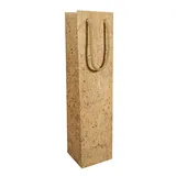 Sac 1 bouteille kraft lisse brun poignées corde coton 9,5+9,1x38,5 cm – Paquet de 10