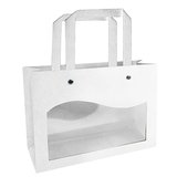 Sac kraft  blanc à fenêtre et poignées blanches – L 20 x P 7,5 x H 15 cm – Paquet de 10