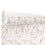 Papier cadeau kraft blanc vergé Ysée fleurs blanc/rose 70 cm x 50 m 60 g/m² – le rouleau
