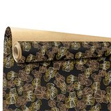 Papier cadeau kraft brun vergé Spirale noir/or 70 cm x 50 m 60 g/m² – le rouleau