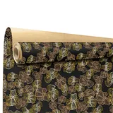 Papier cadeau kraft brun vergé Spirale noir/or 70 cm x 50 m 60 g/m² – le rouleau