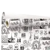 Papier cadeau kraft blanc vergé Métropolitain gravures Paris 70 cm x 50 m 60 g/m² – le rouleau