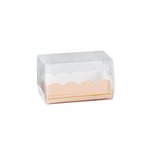 Boîte macarons rose / or couvercle transparent PET 16x5x5cm – 6 à 7 macarons - Paquet de 10