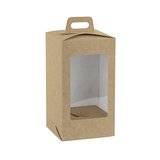 Boîte œuf de Pâques brune à fenêtre et poignée 15 x 15 x 27 cm - Boîte Pâques - Paquet de 10