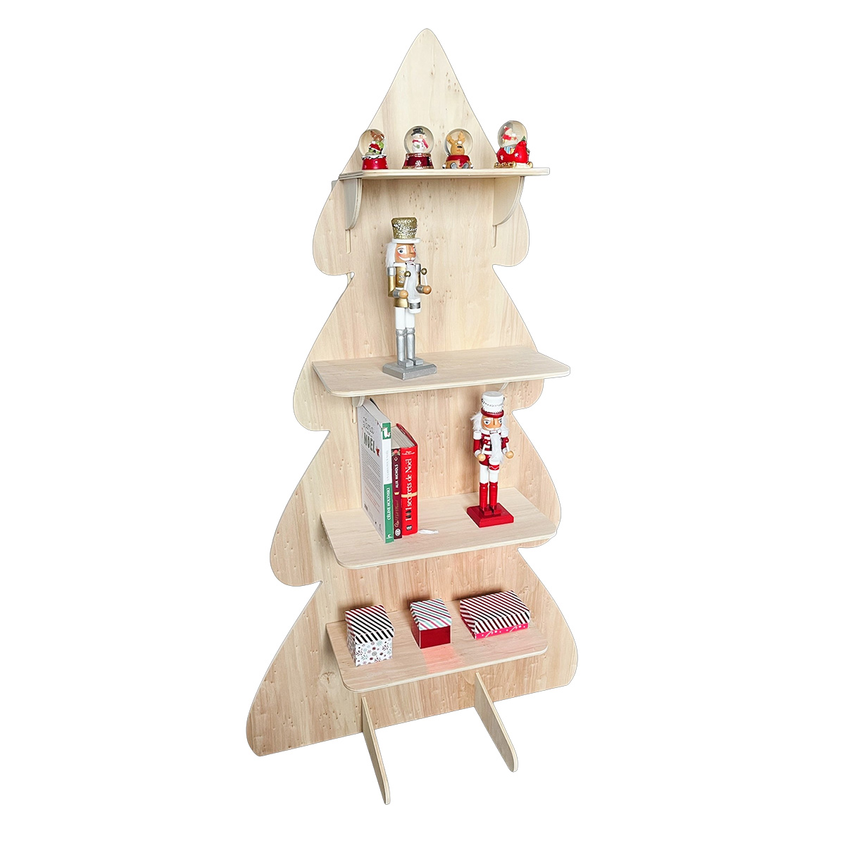 Étagère sapin bois peuplier 80 x 41 x H 140 cm - Présentoir bois