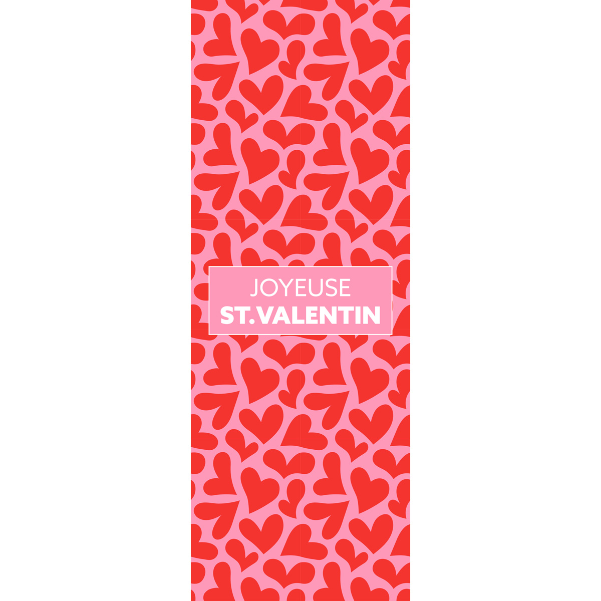 Affiche Saint Valentin Rose/Rouge/Coeurs 42 x 119 cm