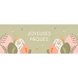 Affiche Pâques verticale motif œufs fleurs pastel 84 x 30 cm