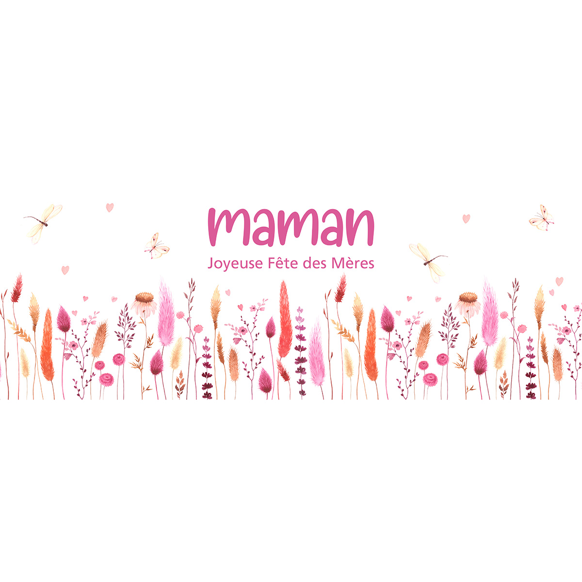 Affiche fête des mères verticale motif fleurs pastel 84 x 30 cm