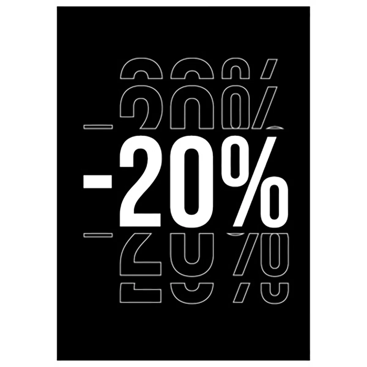 Etiquette -20% à trou 50 x 70 mm Noir / Blanc - Etiquettes Soldes - Paquet de 250