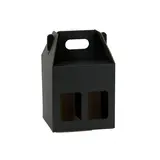 Étui 4 bières kraft noir à fenêtre avec poignée 13x13x21cm - Lot de 30